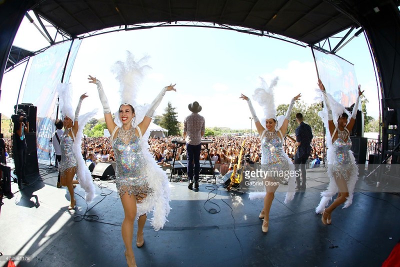 Hollywood Showgirls perform with SAINT MOTEL at the KROQ Weenie Roast